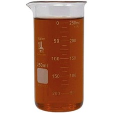 250ml Beaker, Tall Form, 3.3 Borosilicate Glass, Double Scale, 250ML, Clear