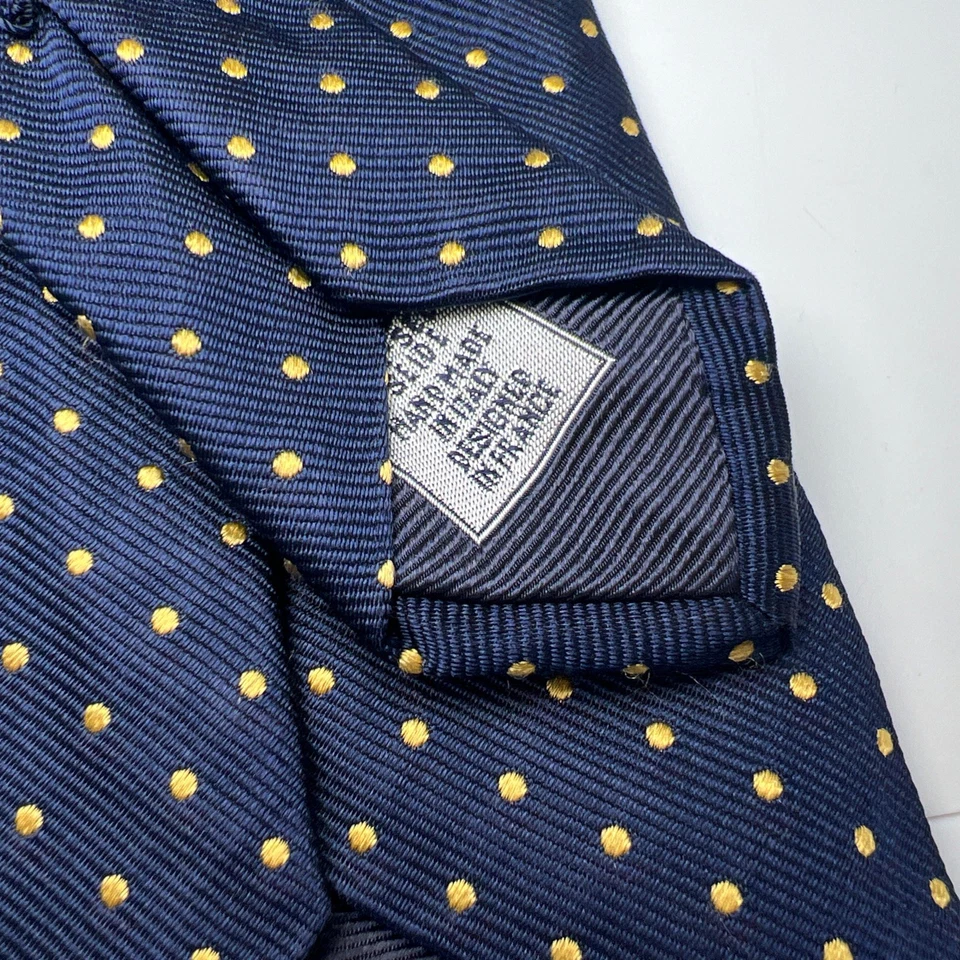Corbata BREUER Para Hombres 100% Seda ITALIA Lujo POLKA DOT Azul Marino Nueva con Etiquetas $85 Rara Foto 4 de 4