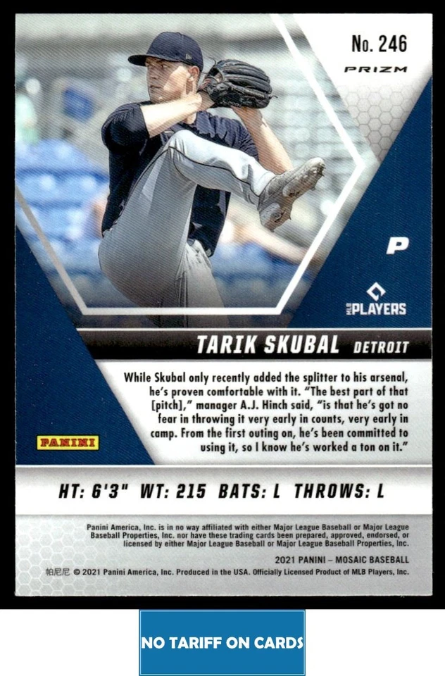 2021 Panini Mosaic DONUT PRIZM RC Tarik Skubal Rookie Detroit Tigers #246 - Image 2 of 2