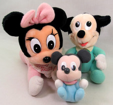 Baby Mickey Minnie Mouse Plush VTG LOT 3 VINTAGE 80's Disneyland Disney Babies