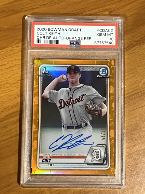 PSA 10 Colt Keith 2020 1st Bowman  AUTO Orange 25 Detroit Tigers