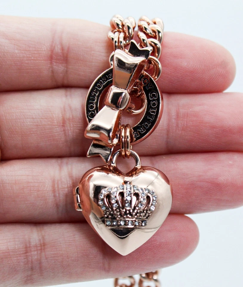 Collar de palanca medallón vintage JUICY COUTURE tono oro rosa esmalte corazón Foto 4 de 4