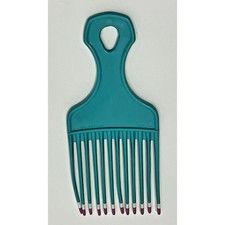 Hair Pick Pocket Comb Teal Twice Dipped Colored Tips Plastic Made USA Vintage
