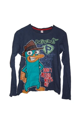 DISNEY - Gr. 158/164 - Langarmshirt blau "Phineas and Ferb" - Bild 1 von 3