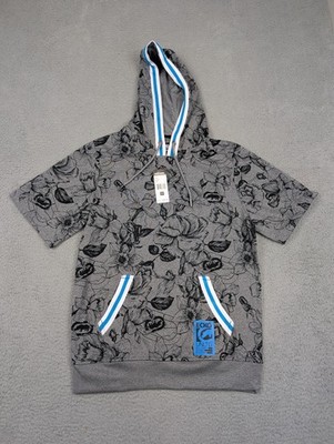 Ecko Unltd Hoodie Mens Small Gray Short Sleeve Floral Print Pullover E012K855