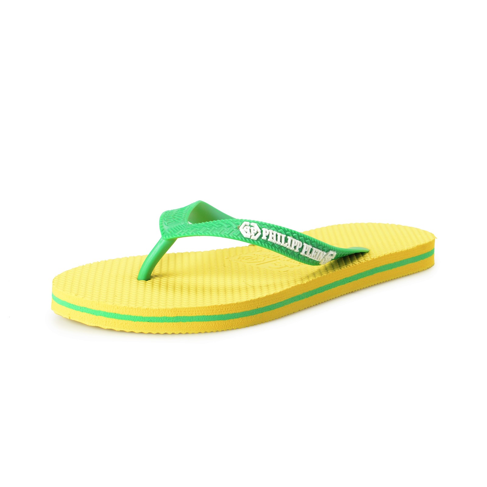 Вьетнамки Philipp Plein с желто-зеленым резиновым принтом с логотипом Philipp Plein 7390₽
