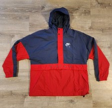 Nike Air Jacket Mens XL Blue Red Hooded Colorblock Windbreaker Pullover Anorak