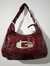 Guess VTG Red Burgundy Croc Embossed Faux Lea...