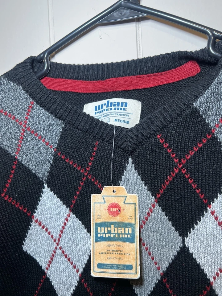 Suéter Urban Pipeline novo com etiquetas masculino malha preto vermelho argila tamanho médio - Imagem 3 de 4