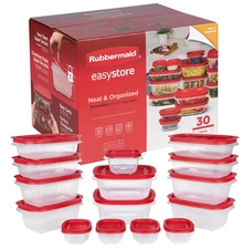 Rubbermaid EasyStore  Food Storage Containers with Lids, 30-Piece Set, Red - NEW