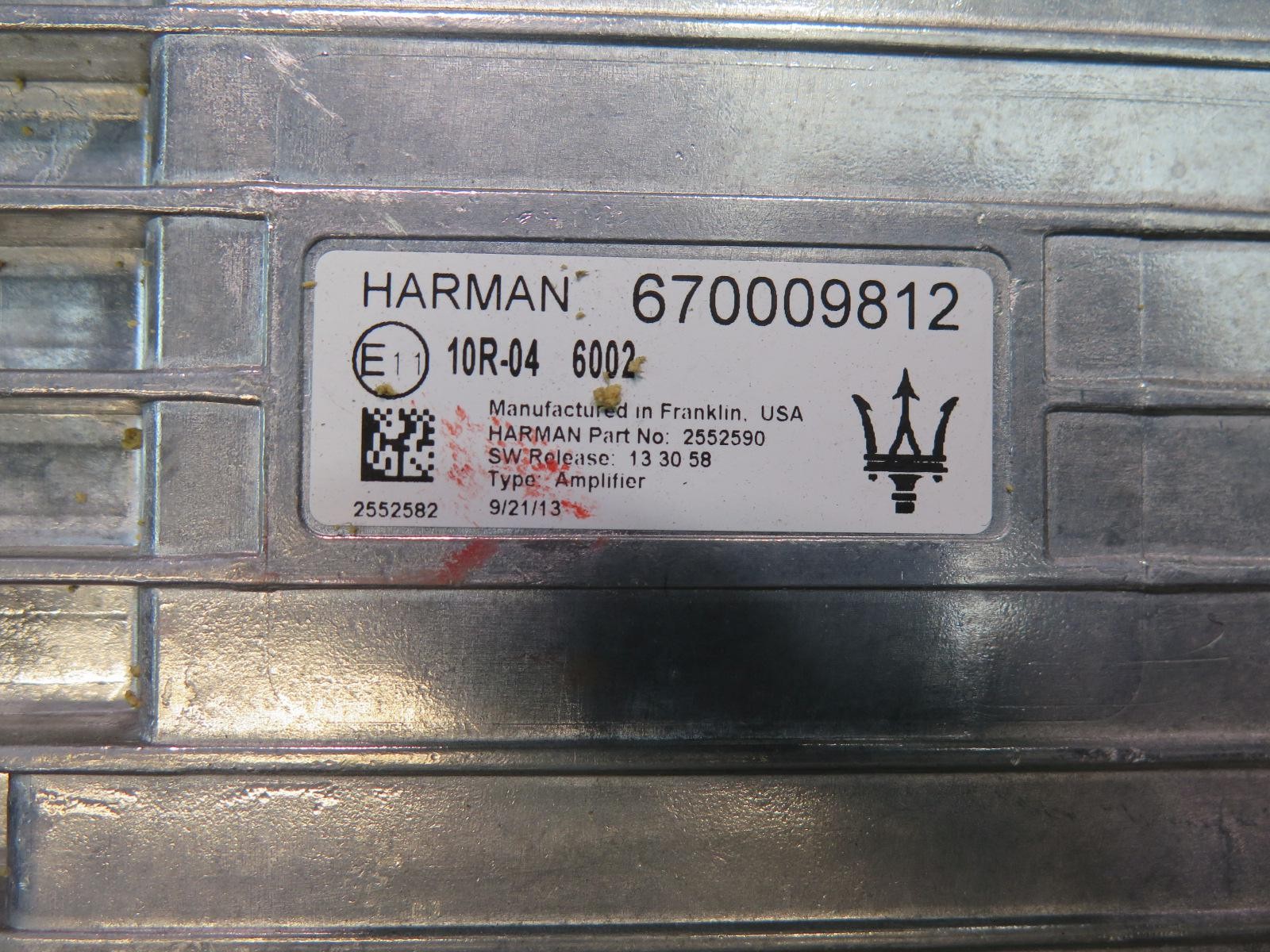 2014-2017 MASERATI GHIBLI M157 STEREO AUDIO AMP AMPLIFIER HARMAN 670009812