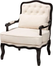 Baxton Studio Dion Chair, One Size, Cream/Wenge Brown