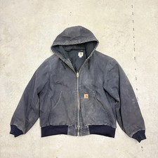 VTG Carhartt J130 Large Black Hooded Active Jacket Duck Canvas