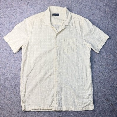 Piazza Italia Man Camp Shirt Men's S Beige Textured Button Up Casual 1650