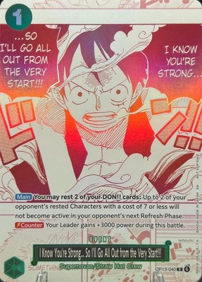   Monkey.D.Luffy   OP13-040 Alt Art Holo Carrying On His Will One Piece TCG NM