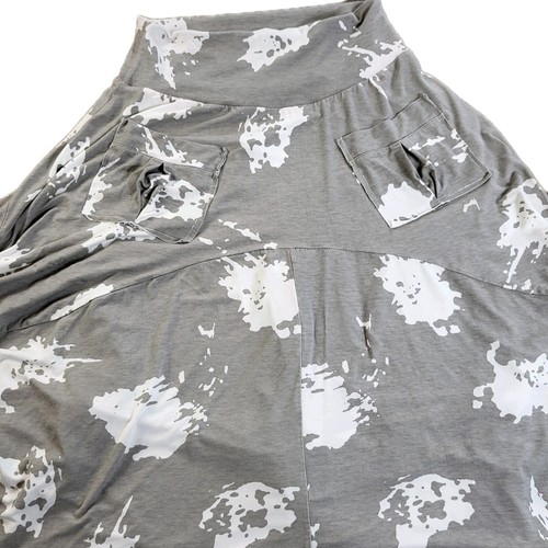 Art of Cloth Maxi Skirt Medium Gray White Lagenlook Artsy Asymmetrical Stretch - Picture 3 of 9