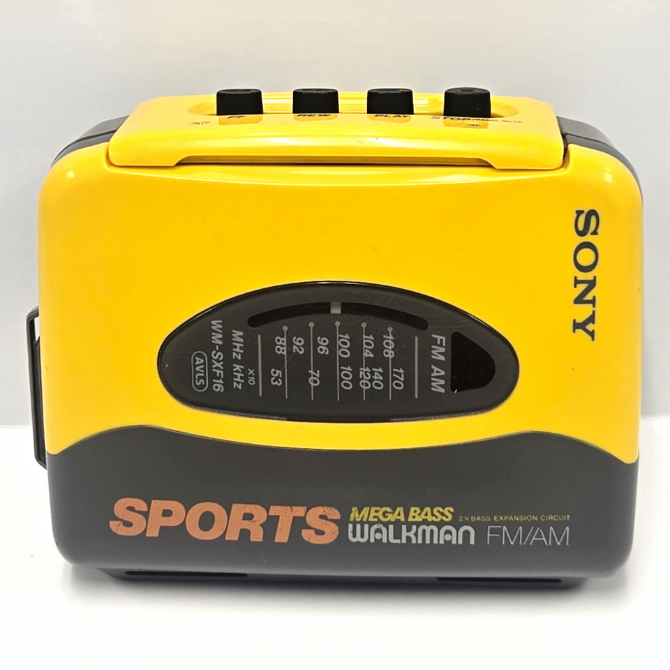 Vintage Sony Sports Walkman FM/AM Radio Cassette Player Yellow WM-SXF16 Works!