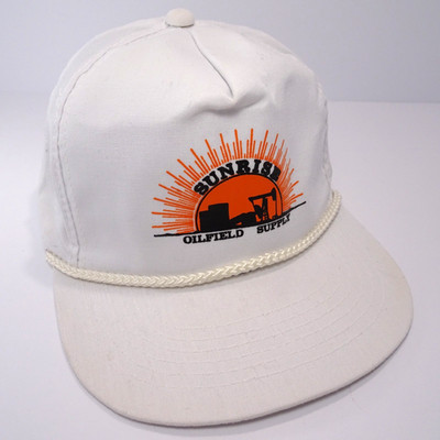 Sunrise Oilfield Supply Adjustable Rope Snapback Hat Cap White roughneck Oil NEW