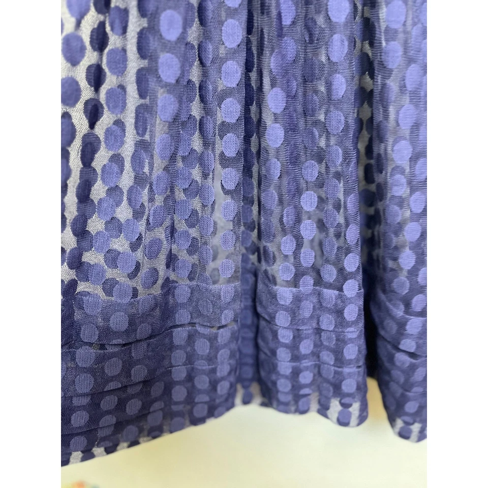 Vestido midi transparente Plenty by Tracy Reese azul marino a lunares cuello en V para mujer Foto 3 de 4