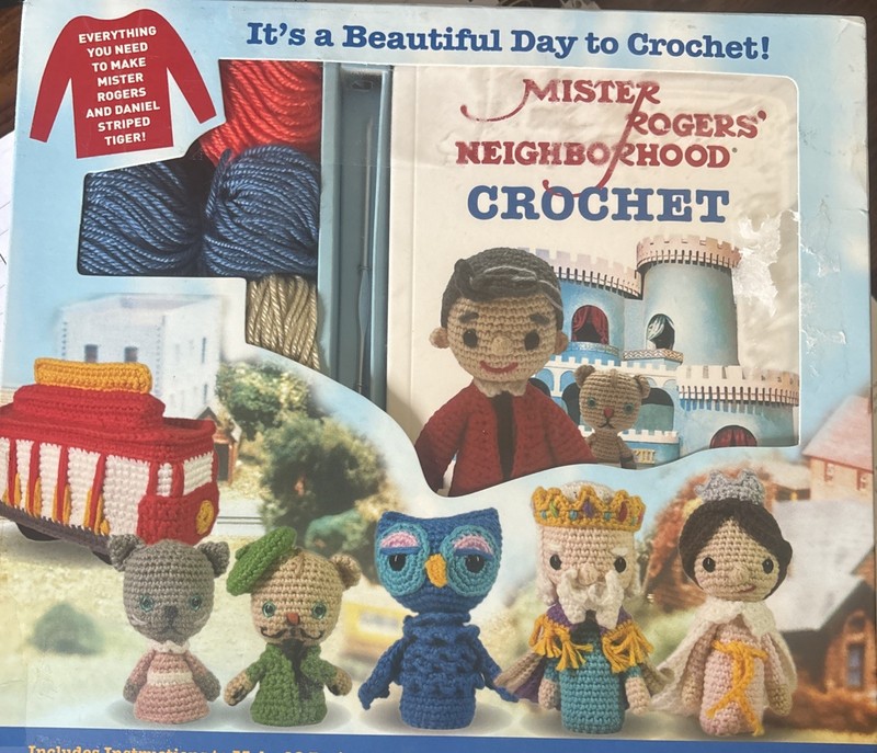 Mister Rogers' Neighborhood Crochet  set Mr Roger’s RED SWEATER striped tiger 