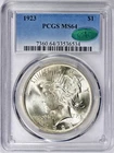 1923 Peace Silver Dollar PCGS MS64 & CAC Green