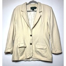 J.McLaughlin Cream Wool Cashmere Blend Blazer Jacket Ivory Size 12 Made in USA