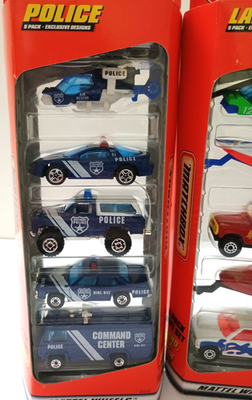 1997 Matchbox 5 Car Gift Pack ~ Lot of 2 ~ POLICE & LAND SEA & AIR
