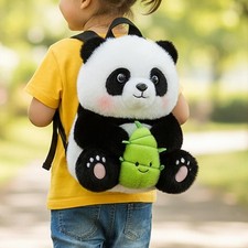 Zaino di peluche a forma di panda con spallacci, per feste, vacanze e