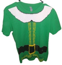 Green Christmas Themed Santa Women's Small Shirt 100 Cotton