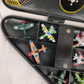 1989 Micro Machines Black Grey Stealth Bomber Carring Case w/ 19 Aircraft Toys
