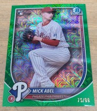 MICK ABEL 2025 Bowman Chrome RC Green Mojo Refractor #75/99 ROOKIE PHILLIES
