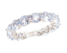 925 Sterling Silver Vintage Ring Round Blue Topaz Eternity Band Sz 10 RG35007