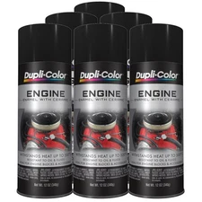 Duplicolor DE1634 (6-Pack), Engine Enamel Paint, Low Gloss Black, 12 oz Aerosol