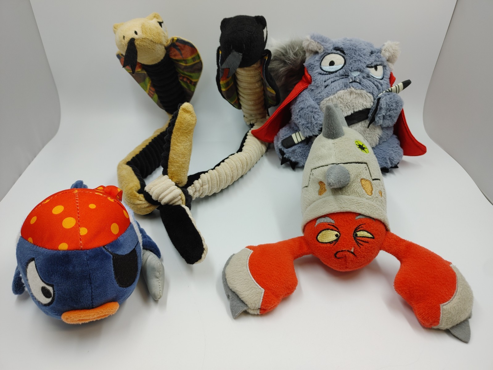 4 Bark Box Dog Toys Lot Plush Crinkle Squeak Tug Snake Crab Fish + Some Retired