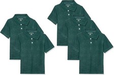 5 Pack School Uniform Short Sleeve Pique Polo Shirts Sizes XXL Dark Green