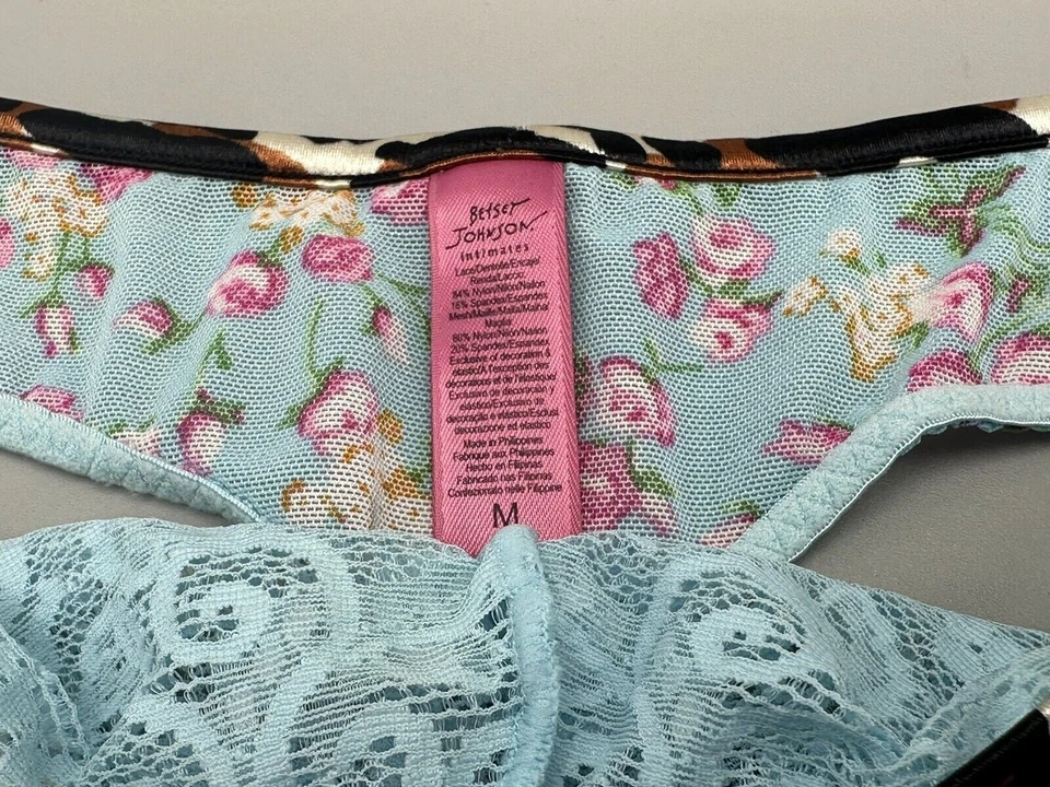 Сексуальные кружевные трусики Betsy Johnson синий цветочный дизайн размер M - Изображение 2 из 4