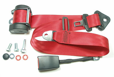 Roter Automatik 3 - Punkt Sicherheitsgurt BMW 5er , E 34  , New red Seatbelt E34