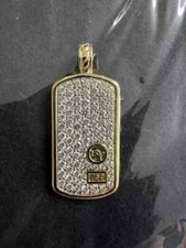 2Ct Lab Created Diamond Men's Dog Tag Pendant Necklaces 14k Yellow Gold Plated