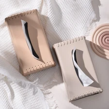new Premium leather tissue box, living room cream colored paper drawer