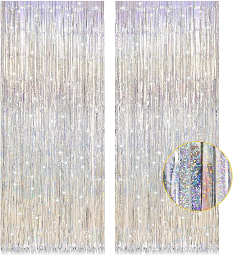 Silver Fringe Curtain Party Streamers, 12 Pack 3.3ft x 8.2ft Foil Curtain Backdrop Silver Fringe Curtain Party Streamers, 12 Pack 3.3ft x 8.2ft Foil Curtain Backdrop