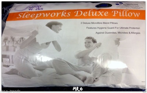 2 Deluxe 800g Microfiber Blend Pillows 48x72cm with 5cm boxed wall ONLINE ONLY - Picture 2 of 4