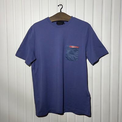 Prada Sports Nylon Pocket Blue T Shirt Size M