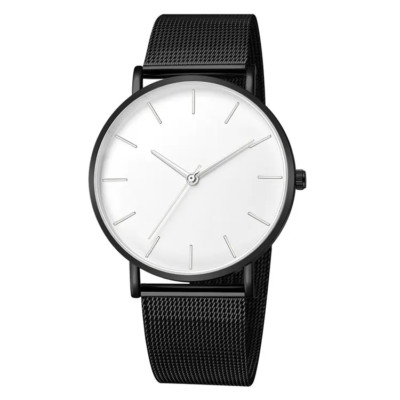 Mens Wrist Watch Minimalist Casual Thin Mesh Stainless Steel Belt Quartz Analog