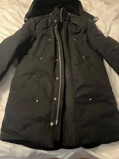 Mens Moose Knuckles Original Stirling Hooded Parka Coat Jacket Black L Shearling