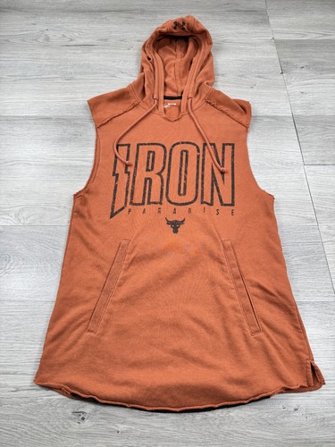 Under Armour Project Rock Hoodie Mens S Workout Terry Cloth Iron Paradise - Picture 2 of 8