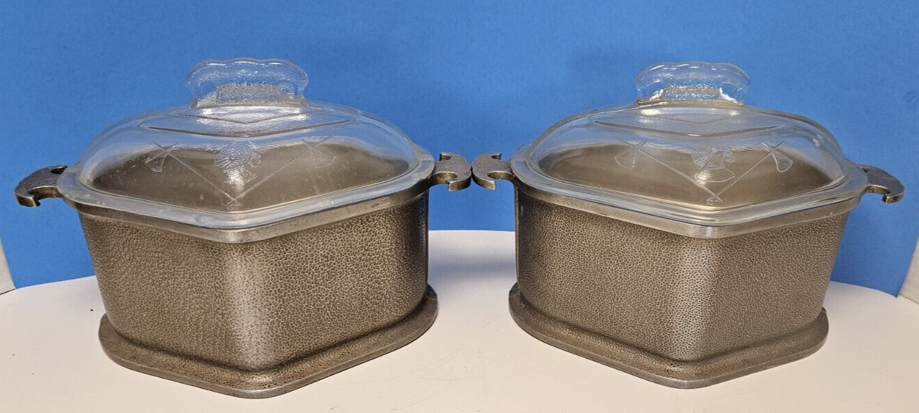 Vintage Guardian Service Cookware 4 Piece 2 Triangle Serving Oven Dishes w/Lids 