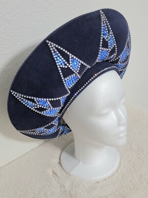 RARE VTG Lady Liberty Jack McConnell Navy Blue Rhinestone 