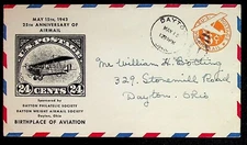 25th Anniversary Wright Airmail Society Postal Cover 1943 Dayton Ohio