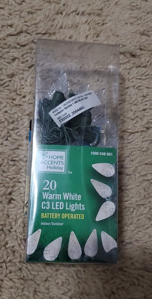 Home Accents Holiday 20 LED Battery Operated C3 Lights MultiColor 1000