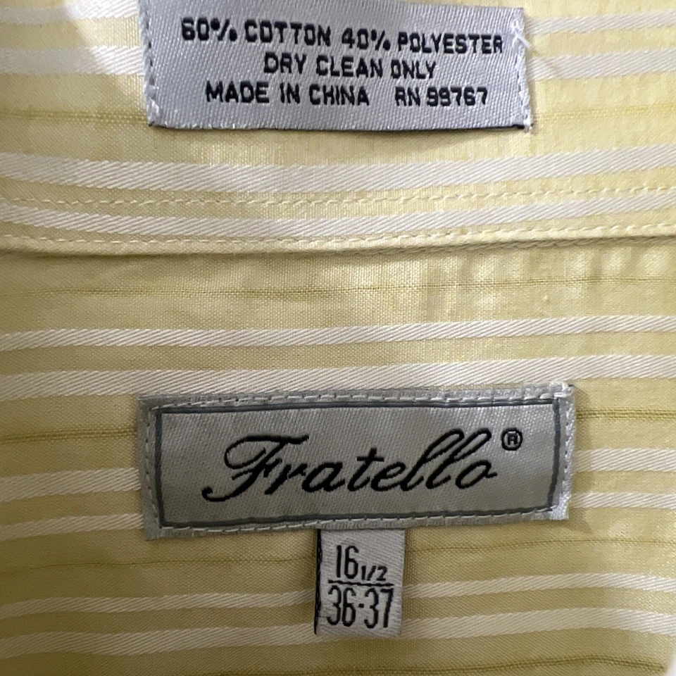 Camisa masculina FRATELLO 16.5 36/37 amarela manga longa punhos flip vestido smoking formal - Imagem 4 de 4